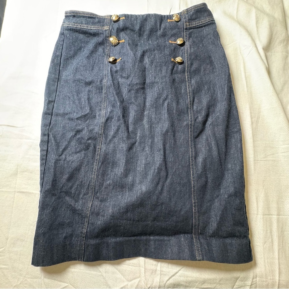 Talbots Denim Sailor Button Front Skirt Nautical Preppy Size 2